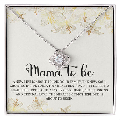Mama To Be, Love Knot Necklace With Message Card For Mom, Birthday, Mother's Day Gift For Her, Unique Gift For Mother, From Daughter/Son