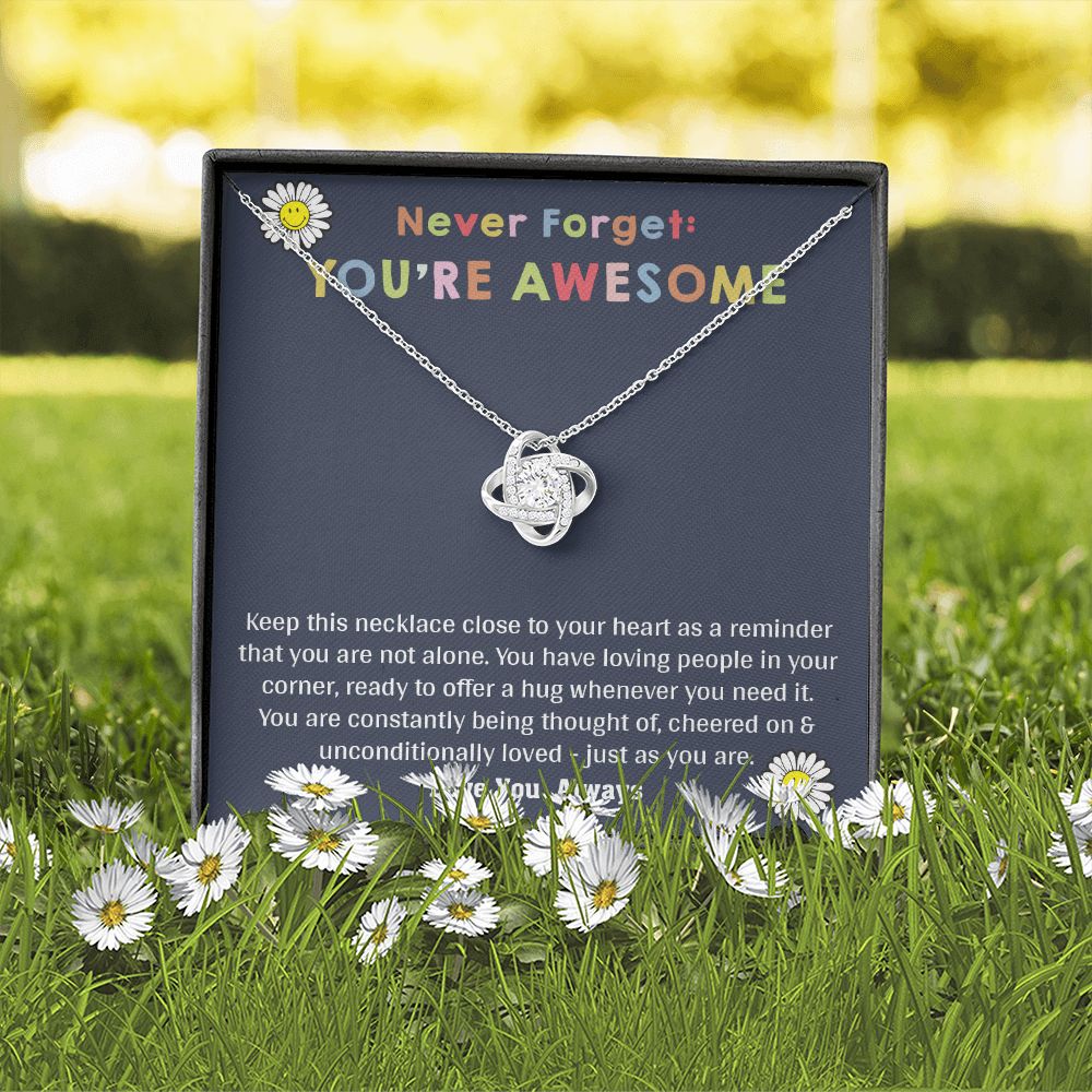 Love Knot Necklace WITH MESSAGE CARD, birthday gift for her, Gift for all occasion, christmas, friendship day, etc.