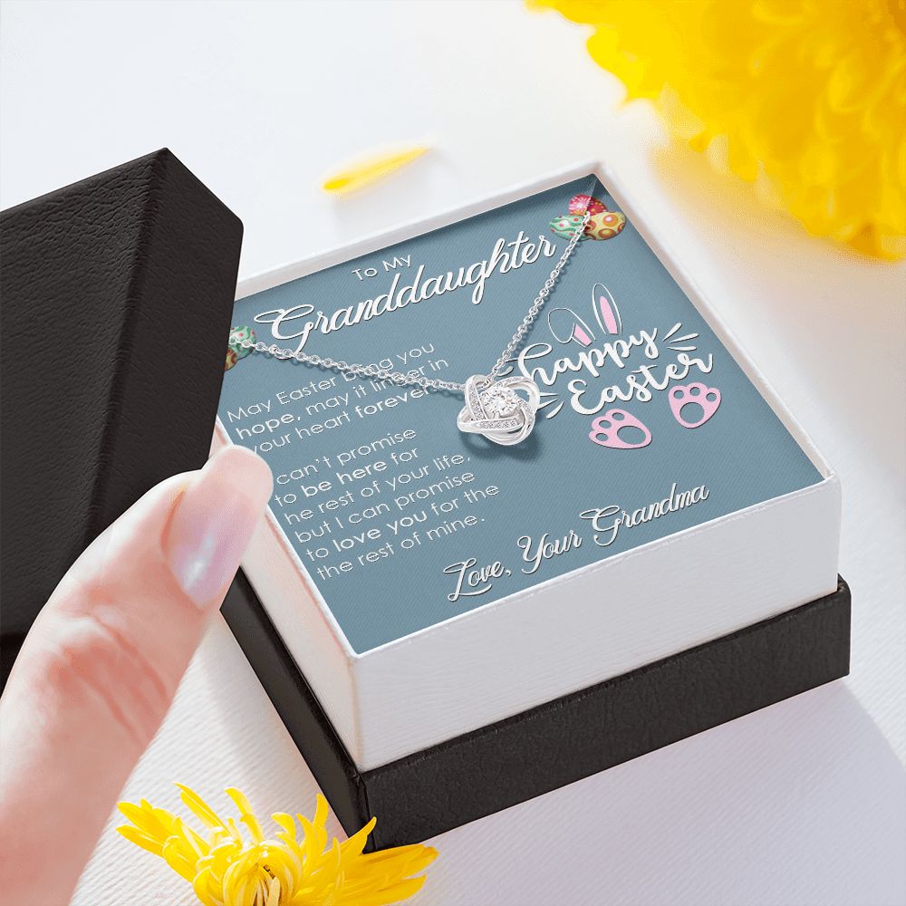 TO MY GRANDDAUGHTER, HAPPY EASTER, INTERLOCKING HEART NECKLACE WITH MESSAGE CARD, EASTER DAY GIFT FROM GRANDMOTHER