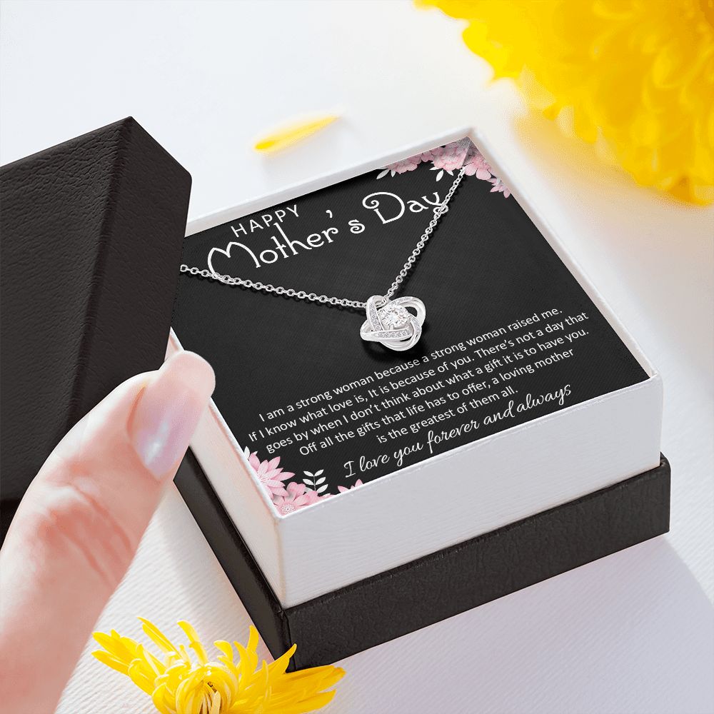 I LOVE YOU FOREVER AND ALWAYS, HAPPY MOTHER'S DAY, LOVE KNOT NECKLACE FOR MOM, NECKLACE WITH MESSAGE CARD, MOTHER'S DAY GIFT FOR HER