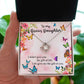 TO MY BONUS DAUGHTER, LOVE KNOT NECKLACE WITH MESSAGE CARD, BIRTHDAY AND DAUGHTERS DAY GIFT FOR HER