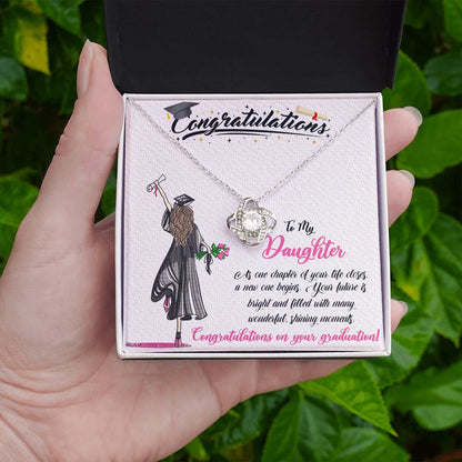 CONGRATULATIONS TO MY DAUGHTER, LOVE KNOT NECKLACE FOR DAUGHTER ON HER GRADUATION, FROM MOM/DAD, GRADUATION GIFT FOR HER