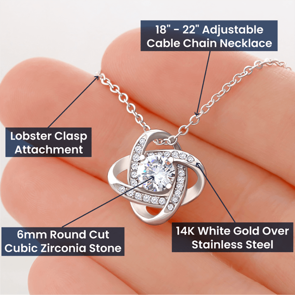 MY MOM, HAPPY MOTHER'S DAY, LOVE KNOT NECKLACE FOR MOM, NECKLACE WITH MESSAGE CARD, MOTHER'S DAY GIFT FOR HER
