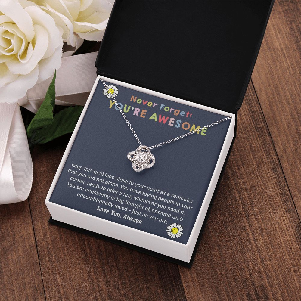 Love Knot Necklace WITH MESSAGE CARD, birthday gift for her, Gift for all occasion, christmas, friendship day, etc.