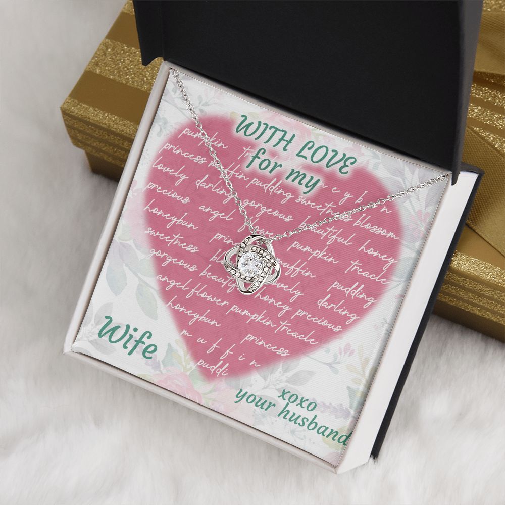 Love Knot Necklace, For My Wife, Necklace With Message Card, Birthday Gift For Her