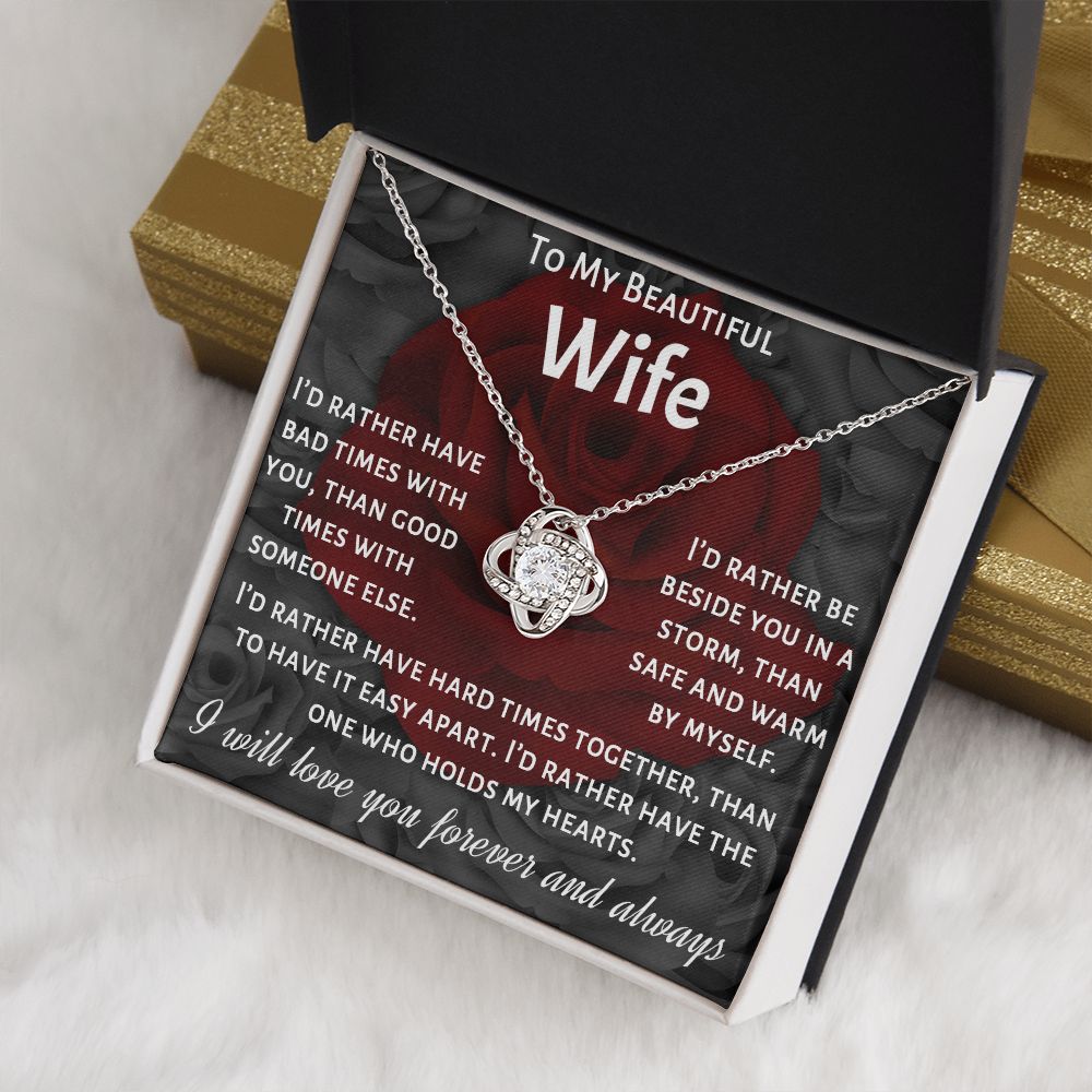 To My Beautiful Wife, I Will Love You Forever, Necklace For Wife With Message Card, Gift For Her