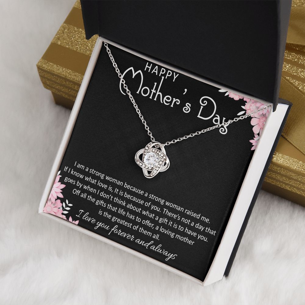 I LOVE YOU FOREVER AND ALWAYS, HAPPY MOTHER'S DAY, LOVE KNOT NECKLACE FOR MOM, NECKLACE WITH MESSAGE CARD, MOTHER'S DAY GIFT FOR HER