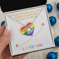 I LOVE YOU, LOVE KNOT NECKLACE FOR SOULMATE, FOR YOUR LGBTQ PARTNER, WITH MESSAGE CARD, PRIDE NECKLACE,