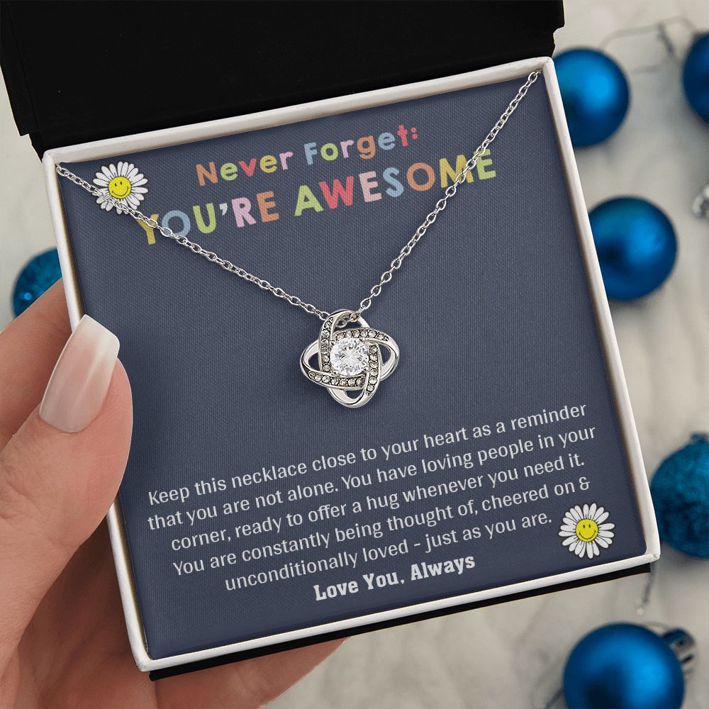 Love Knot Necklace WITH MESSAGE CARD, birthday gift for her, Gift for all occasion, christmas, friendship day, etc.
