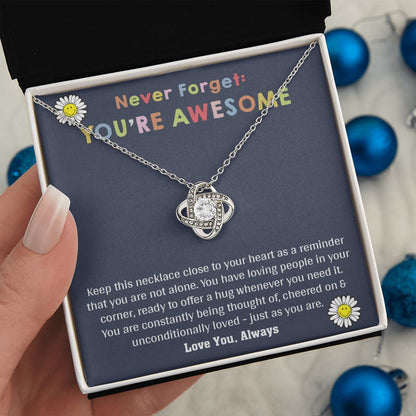 Love Knot Necklace WITH MESSAGE CARD, birthday gift for her, Gift for all occasion, christmas, friendship day, etc.