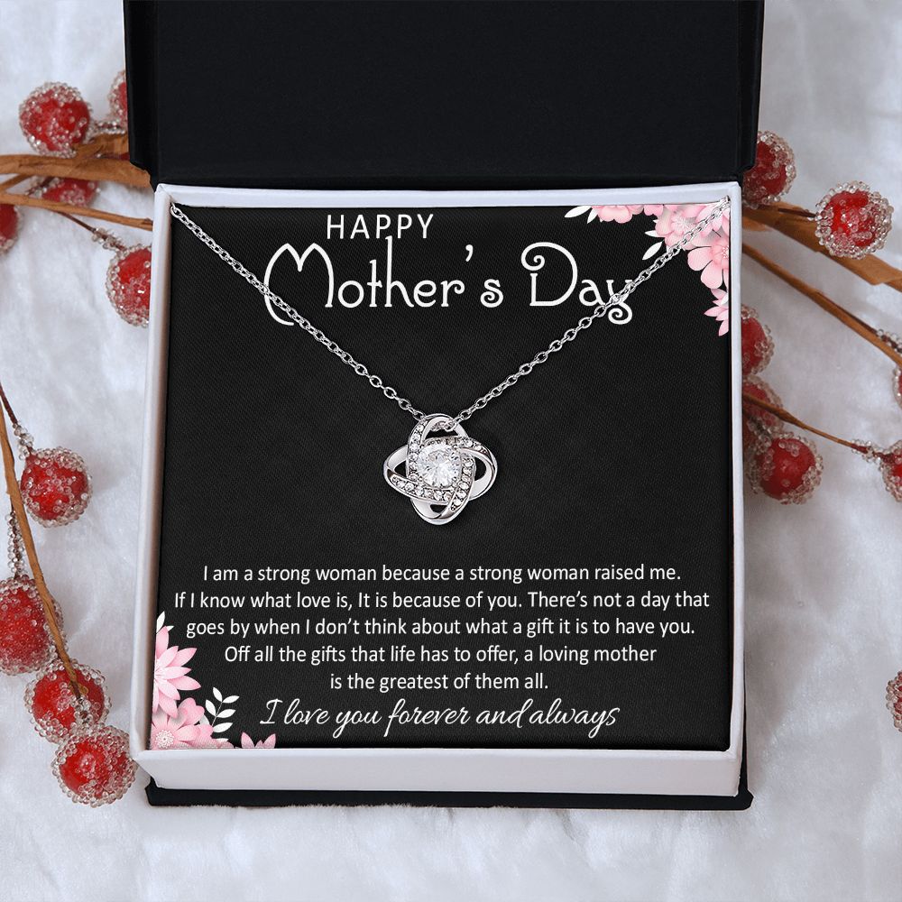 I LOVE YOU FOREVER AND ALWAYS, HAPPY MOTHER'S DAY, LOVE KNOT NECKLACE FOR MOM, NECKLACE WITH MESSAGE CARD, MOTHER'S DAY GIFT FOR HER