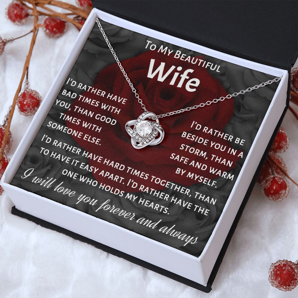 To My Beautiful Wife, I Will Love You Forever, Necklace For Wife With Message Card, Gift For Her