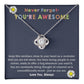Love Knot Necklace WITH MESSAGE CARD, birthday gift for her, Gift for all occasion, christmas, friendship day, etc.
