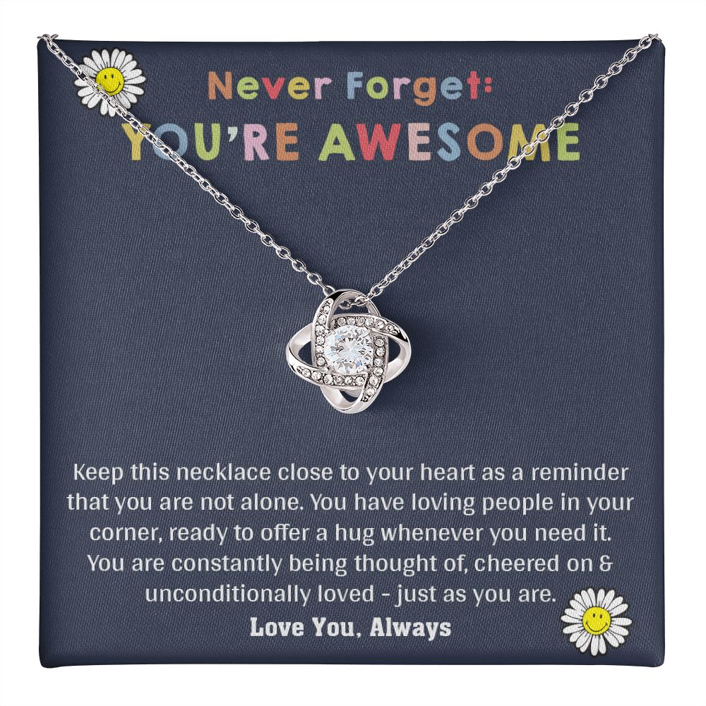 Love Knot Necklace WITH MESSAGE CARD, birthday gift for her, Gift for all occasion, christmas, friendship day, etc.