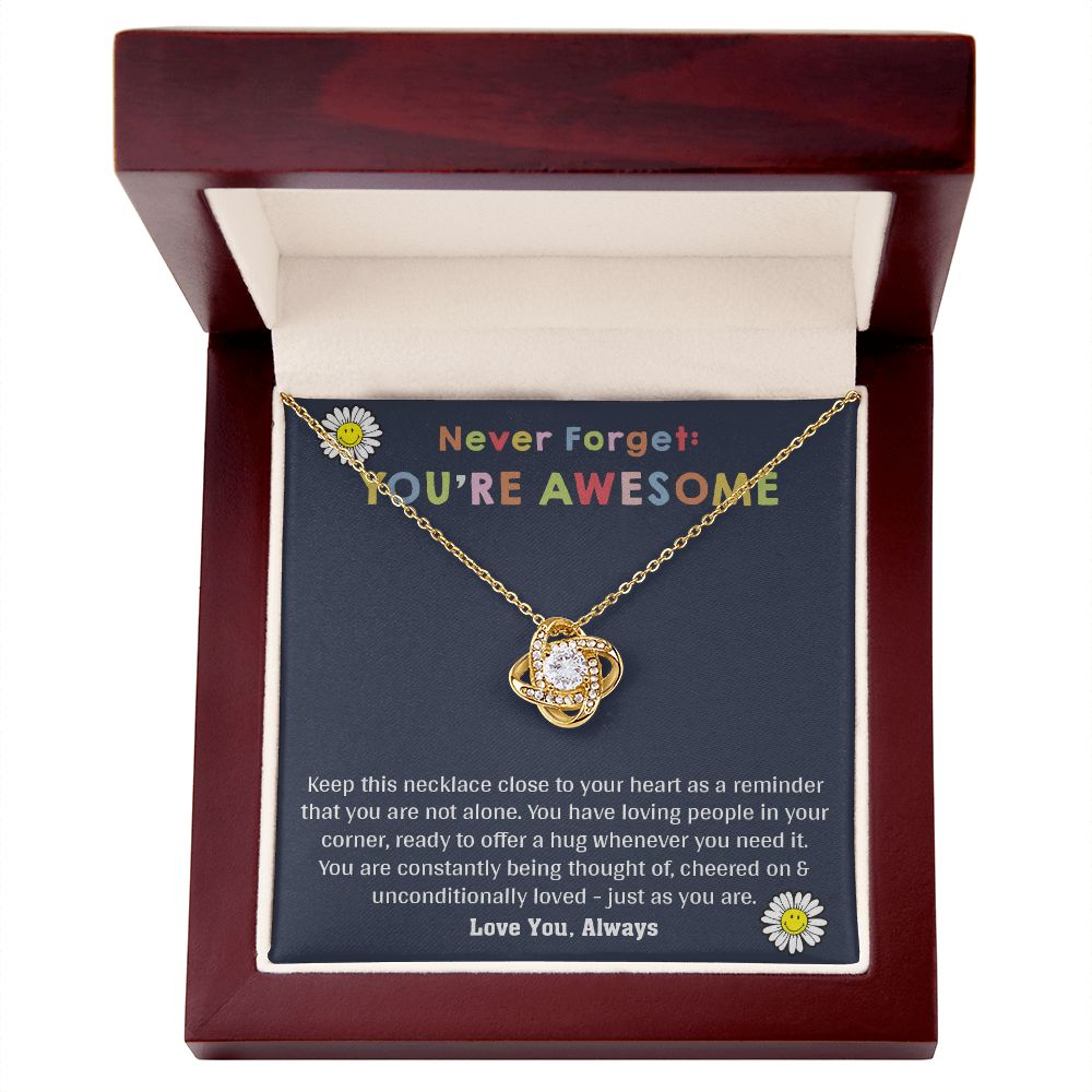 Love Knot Necklace WITH MESSAGE CARD, birthday gift for her, Gift for all occasion, christmas, friendship day, etc.