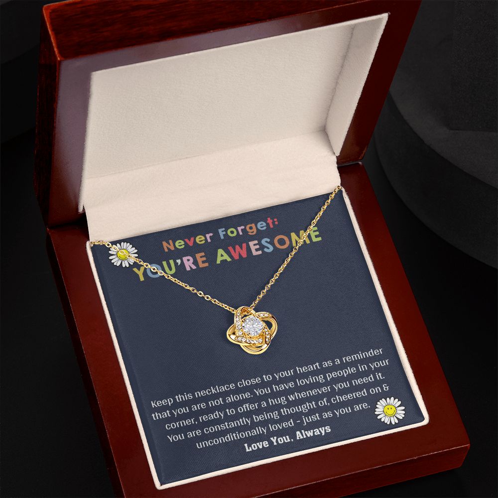 Love Knot Necklace WITH MESSAGE CARD, birthday gift for her, Gift for all occasion, christmas, friendship day, etc.