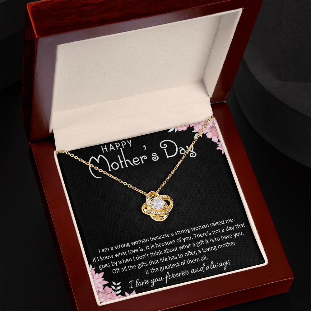 I LOVE YOU FOREVER AND ALWAYS, HAPPY MOTHER'S DAY, LOVE KNOT NECKLACE FOR MOM, NECKLACE WITH MESSAGE CARD, MOTHER'S DAY GIFT FOR HER