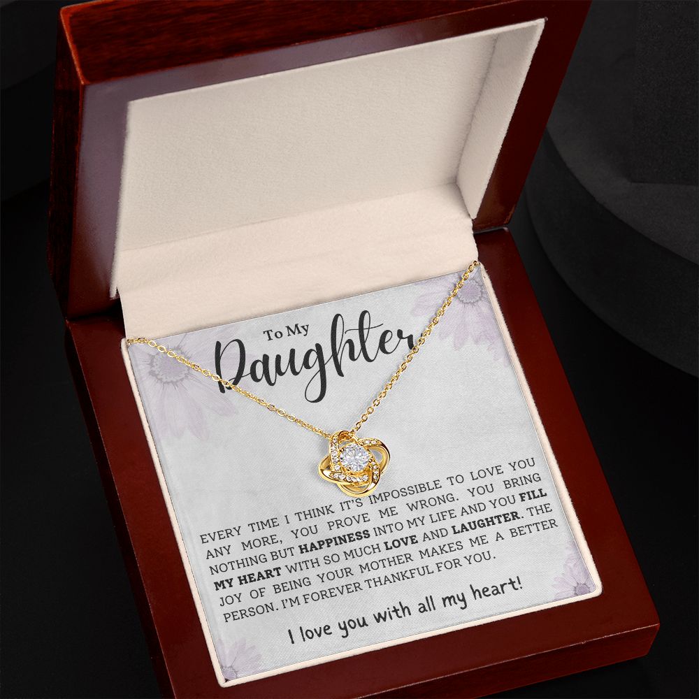 TO MY DAUGHTER, I LOVE YOU WITH ALL MY HEART, LOVE KNOT NECKLACE WITH MESSAGE CARD FOR DAUGHTER, BIRTHDAY GIFT FOR HER