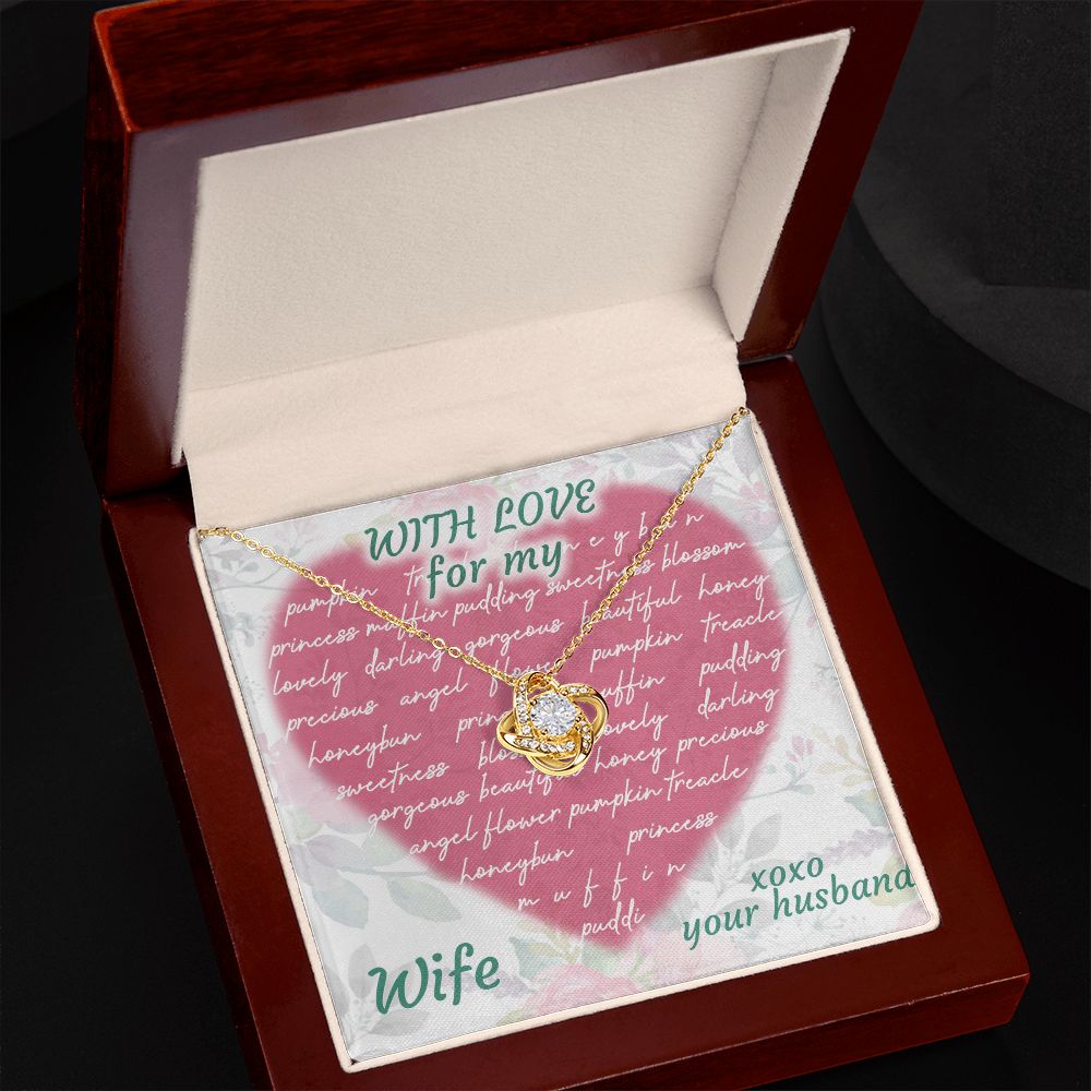 Love Knot Necklace, For My Wife, Necklace With Message Card, Birthday Gift For Her