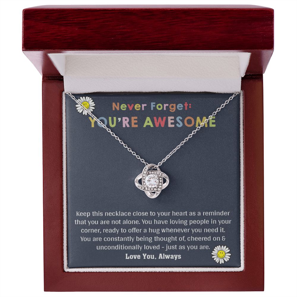 Love Knot Necklace WITH MESSAGE CARD, birthday gift for her, Gift for all occasion, christmas, friendship day, etc.