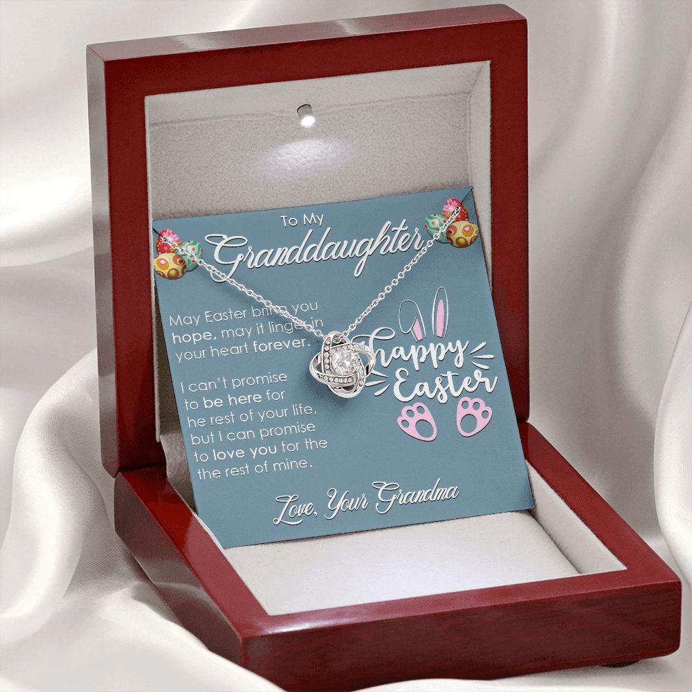 TO MY GRANDDAUGHTER, HAPPY EASTER, INTERLOCKING HEART NECKLACE WITH MESSAGE CARD, EASTER DAY GIFT FROM GRANDMOTHER