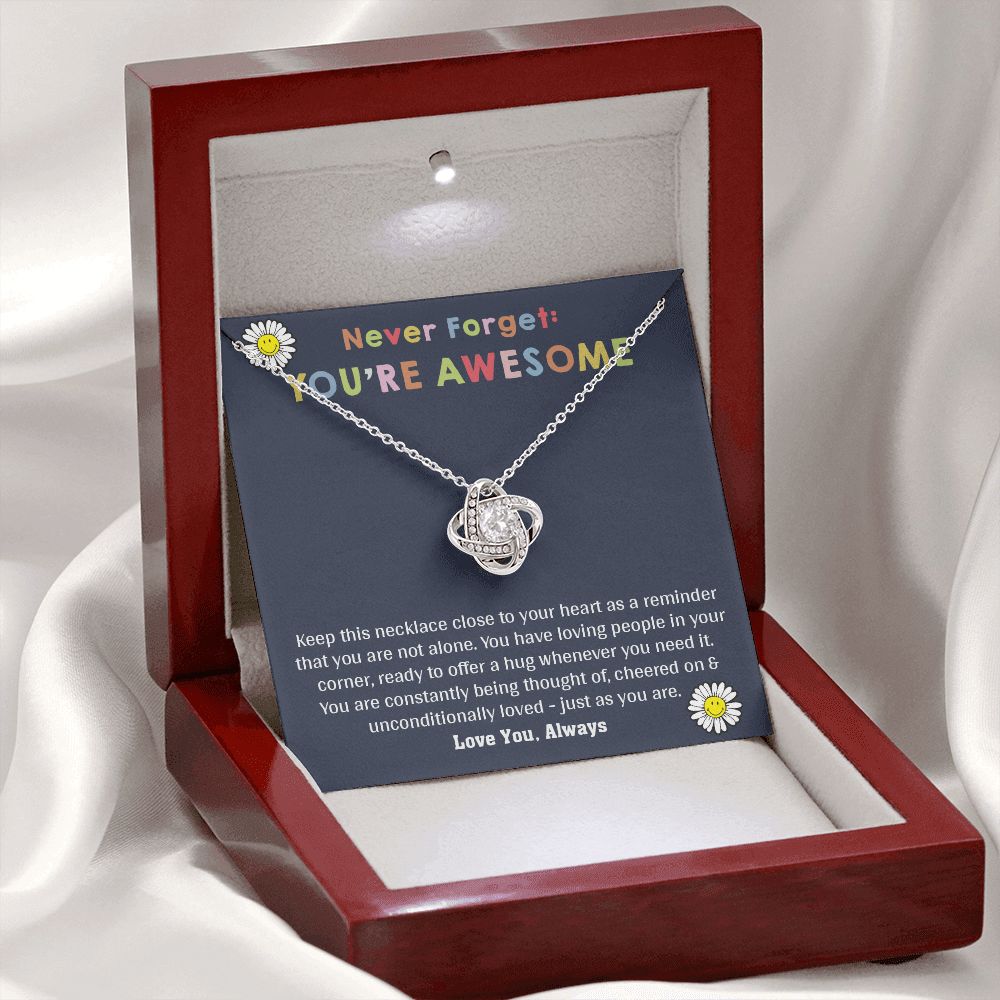 Love Knot Necklace WITH MESSAGE CARD, birthday gift for her, Gift for all occasion, christmas, friendship day, etc.