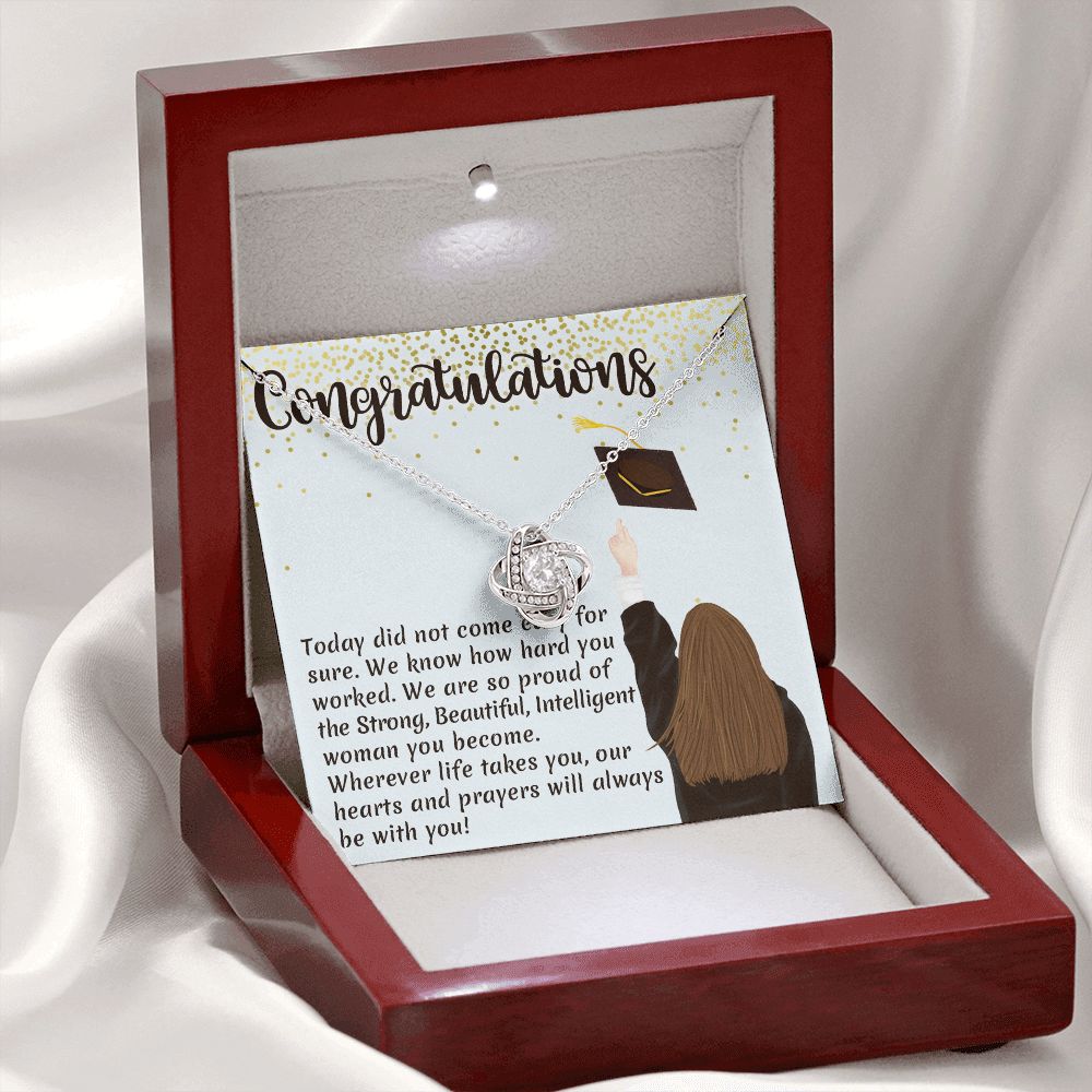 CONGRATULATION, LOVE KNOT NECKLACE FOR GRADUATION, CONGRATULATION GIFT FOR DAUGHTER/GRANDDAUGHTER/SISTER, GRADUATION GIFT FOR HER
