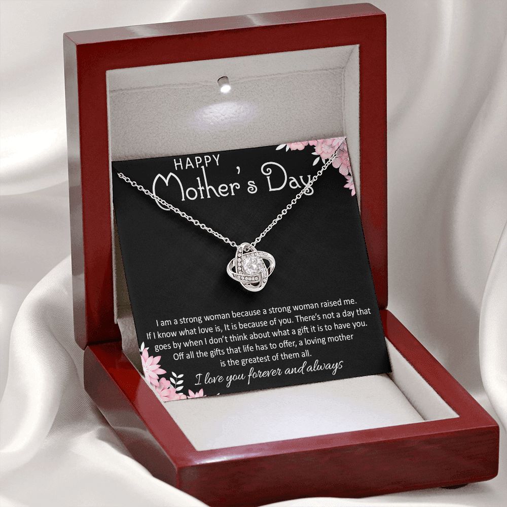 I LOVE YOU FOREVER AND ALWAYS, HAPPY MOTHER'S DAY, LOVE KNOT NECKLACE FOR MOM, NECKLACE WITH MESSAGE CARD, MOTHER'S DAY GIFT FOR HER