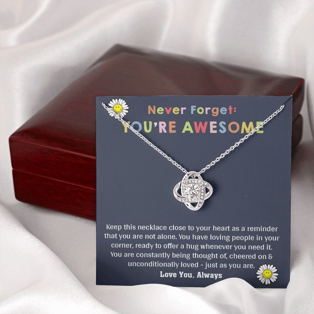 Love Knot Necklace WITH MESSAGE CARD, birthday gift for her, Gift for all occasion, christmas, friendship day, etc.