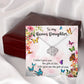 TO MY BONUS DAUGHTER, LOVE KNOT NECKLACE WITH MESSAGE CARD, BIRTHDAY AND DAUGHTERS DAY GIFT FOR HER