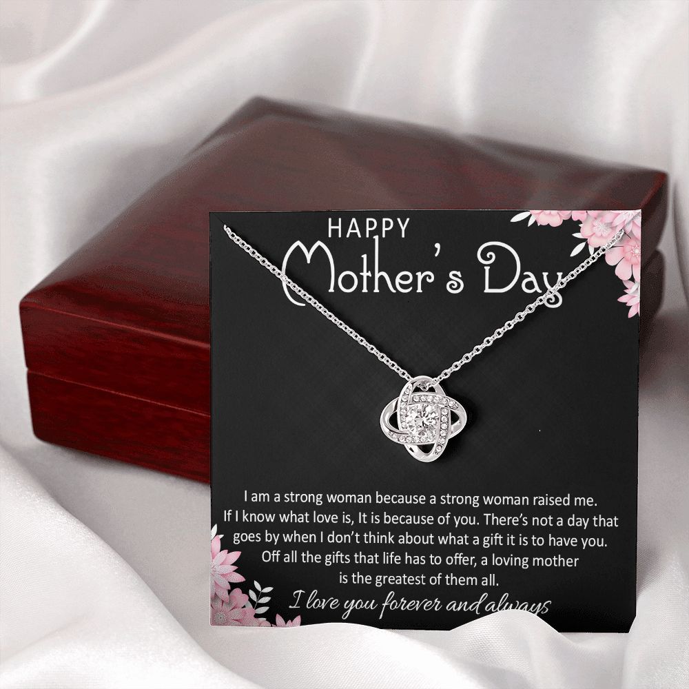I LOVE YOU FOREVER AND ALWAYS, HAPPY MOTHER'S DAY, LOVE KNOT NECKLACE FOR MOM, NECKLACE WITH MESSAGE CARD, MOTHER'S DAY GIFT FOR HER