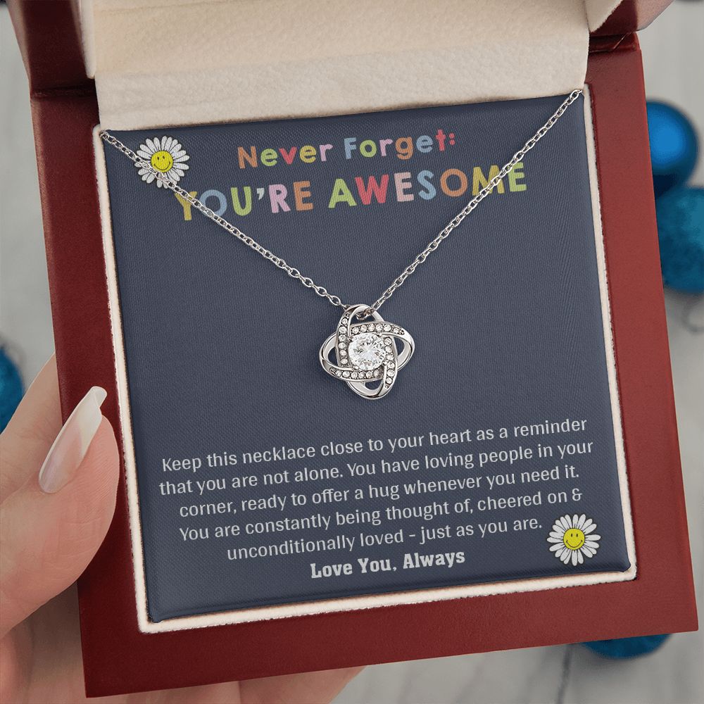 Love Knot Necklace WITH MESSAGE CARD, birthday gift for her, Gift for all occasion, christmas, friendship day, etc.