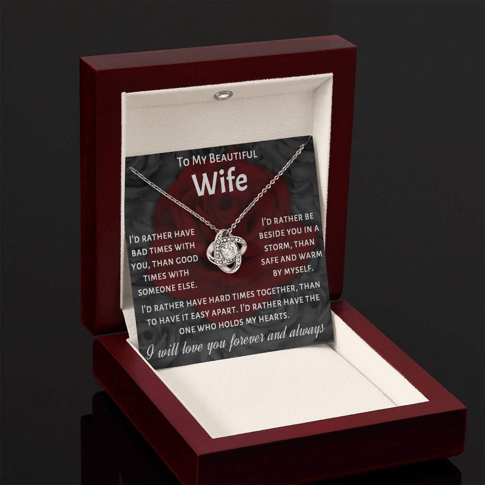 To My Beautiful Wife, I Will Love You Forever, Necklace For Wife With Message Card, Gift For Her