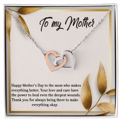 MOTHER'S DAY GIFT, Interlocking Hearts Necklace WITH MESSAGE, BIRTHDAY GIFT FOR MOM, FROM SON/DAUGHTER