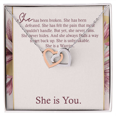 INTERLOCKING HEART NECKLACE WITH MESSAGE CARD, Gift To Self Motivate your loved ones, UNIQUE GIFT FOR HER