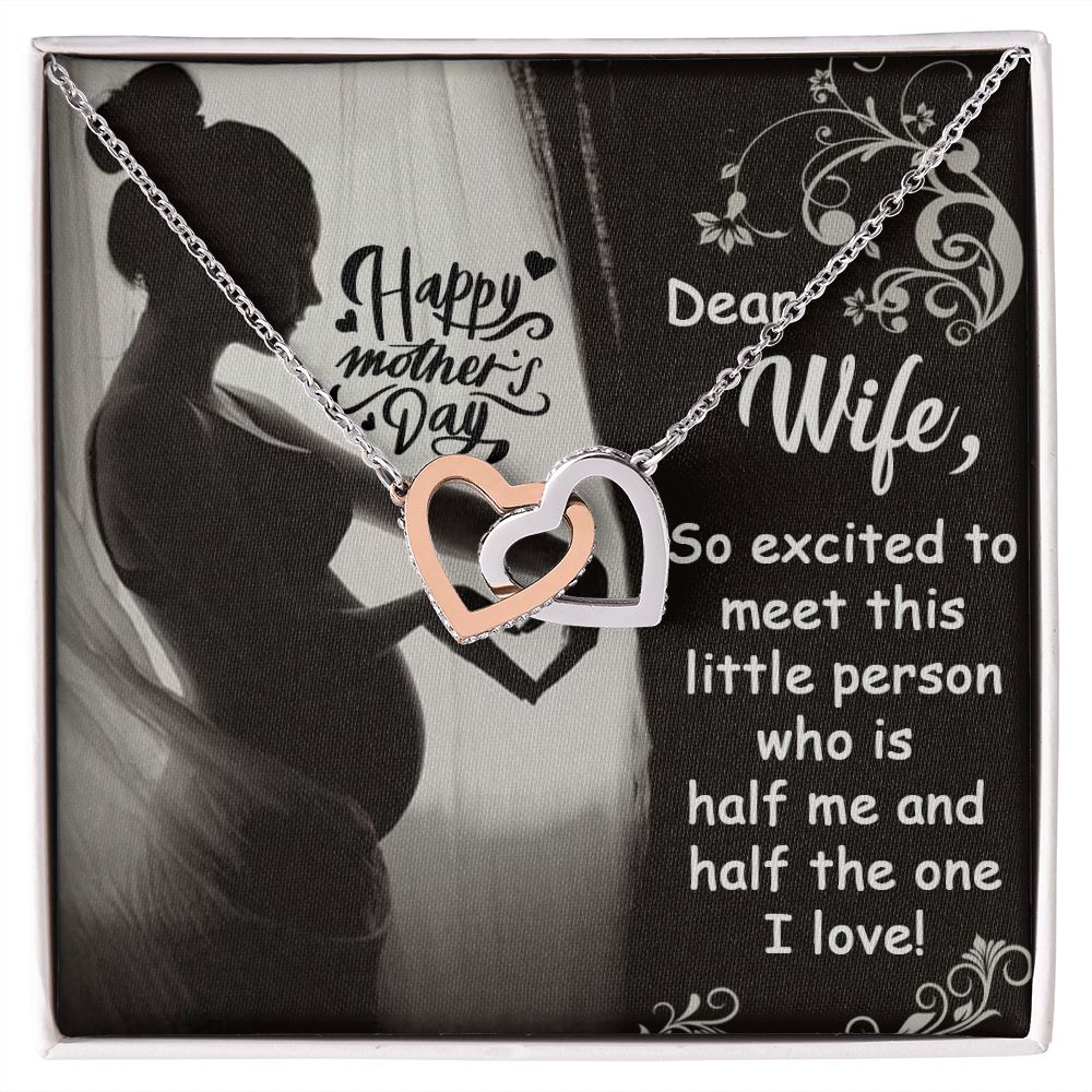 HAPPY MOTHER'S DAY, Interlocking Hearts Necklace WITH MESSAGE CARD FOR HER, MOTHER'S DAY GIFT, FORM SON/DAUGHTER