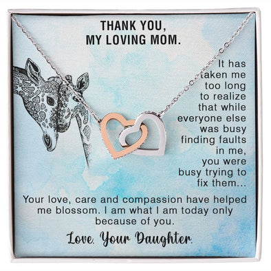 The Most Loving Gift for Mom - Interlocking Hearts Necklace with Message Card, gift for mom, birthday gift, from daughter