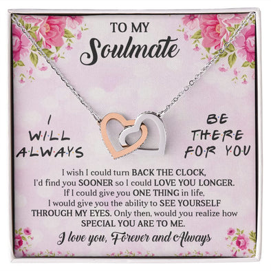 I WILL ALWAYS BE THERE FOR YOU, INTERLOCKING HEART NECKLACE, FOR COUPLES, BIRTHDAY GIFT FOR HER, NECKLACE WITH MESSAGE CARD