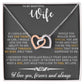 To My Beautiful Wife, Forever And Always, Interlocking Hearts Necklace, For Wife With Message Card, Birthday, Valentine's Day Gift For Her