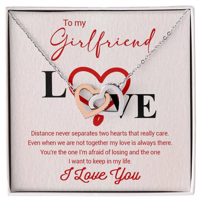 TO MY GIRLFRIEND, INTERLOCKING HEART NECKLACE, FOR GIRLFRIEND, BIRTHDAY GIFT FOR HER