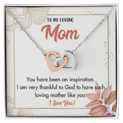 TO MY LOVING MOM, INTERLOCKING HEART NECKLACE FOR MOM, NECKLACE WITH MESSAGE CARD, BIRTHDAY, MOTHER'S DAY GIFT FOR HER