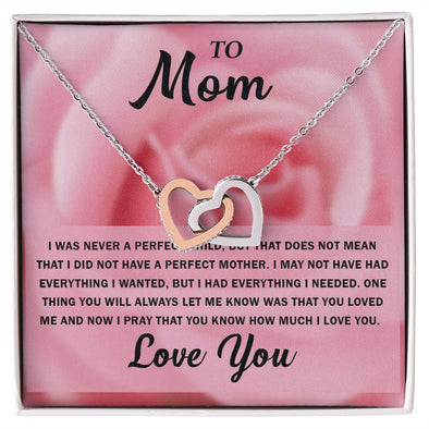 To My Beautiful Mom, Interlocking Hearts Necklace with Special Message Card - Perfect Birthday Gift from Daughter/Son
