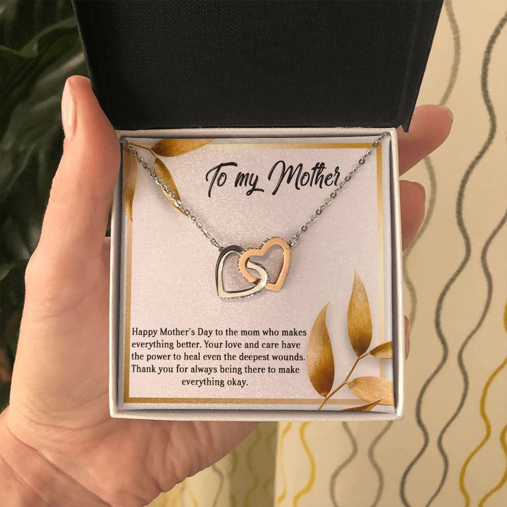 MOTHER'S DAY GIFT, Interlocking Hearts Necklace WITH MESSAGE, BIRTHDAY GIFT FOR MOM, FROM SON/DAUGHTER