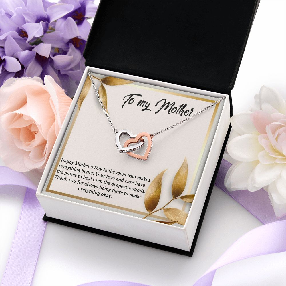 MOTHER'S DAY GIFT, Interlocking Hearts Necklace WITH MESSAGE, BIRTHDAY GIFT FOR MOM, FROM SON/DAUGHTER