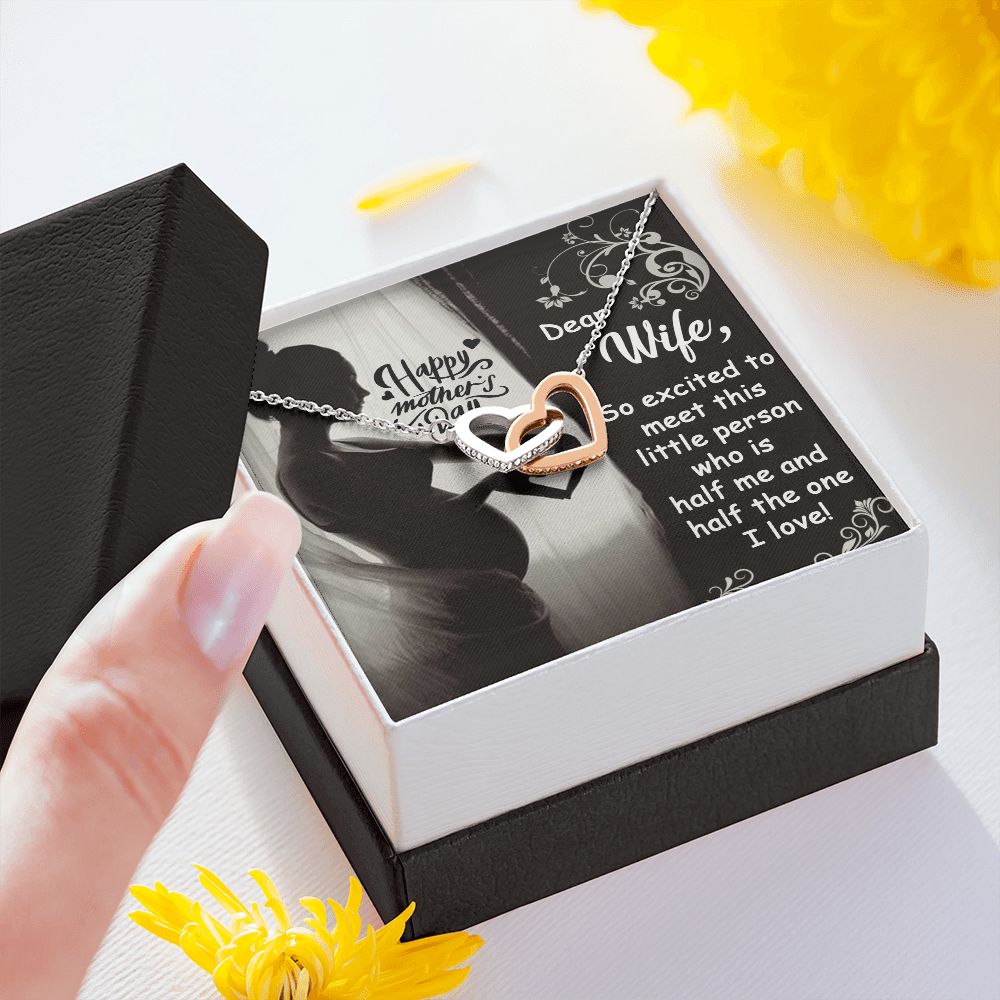 HAPPY MOTHER'S DAY, Interlocking Hearts Necklace WITH MESSAGE CARD FOR HER, MOTHER'S DAY GIFT, FORM SON/DAUGHTER