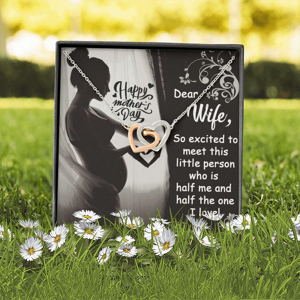 HAPPY MOTHER'S DAY, Interlocking Hearts Necklace WITH MESSAGE CARD FOR HER, MOTHER'S DAY GIFT, FORM SON/DAUGHTER