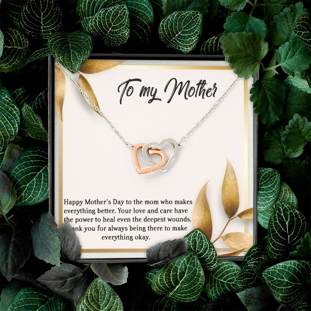 MOTHER'S DAY GIFT, Interlocking Hearts Necklace WITH MESSAGE, BIRTHDAY GIFT FOR MOM, FROM SON/DAUGHTER