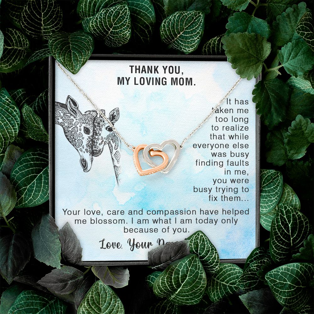 The Most Loving Gift for Mom - Interlocking Hearts Necklace with Message Card, gift for mom, birthday gift, from daughter