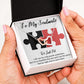 TO MY SOULMATE WE JUST FIT, INTERLOCKING HEART NECKLACE, FOR COUPLES, BIRTHDAY GIFT FOR HER, NECKLACE WITH MESSAGE CARD