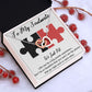 TO MY SOULMATE WE JUST FIT, INTERLOCKING HEART NECKLACE, FOR COUPLES, BIRTHDAY GIFT FOR HER, NECKLACE WITH MESSAGE CARD